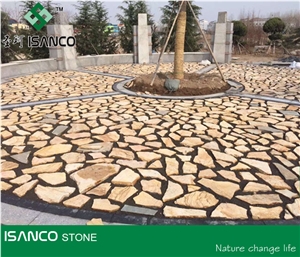 Yellow Slate Flagstone Random Flagstone Patio Irregular Flagstone Road Paving Slate Walkway Pavers Outdoor Stepping Stone Flagstone