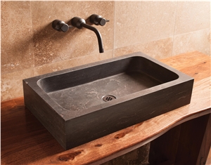 Antique Gray Limestone Milano Vessel Wash Basin