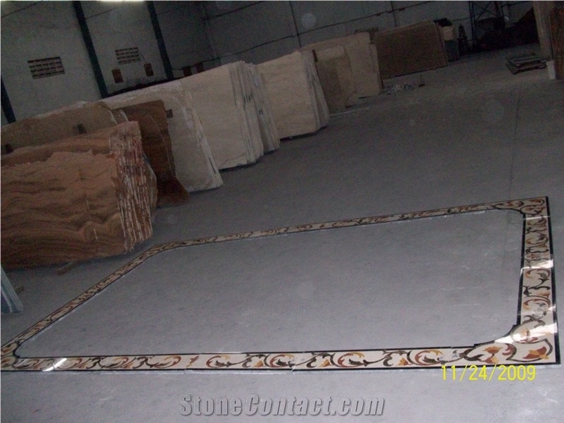 Perlato Grey Marble Inlay Waterjet Border