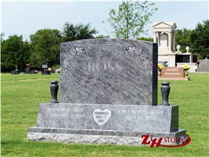 Asian Style Columns Tianshan Red Granite Tombstone Design/ Western Style Monuments/ Double Monuments/ Upright Monuments/ Headstones