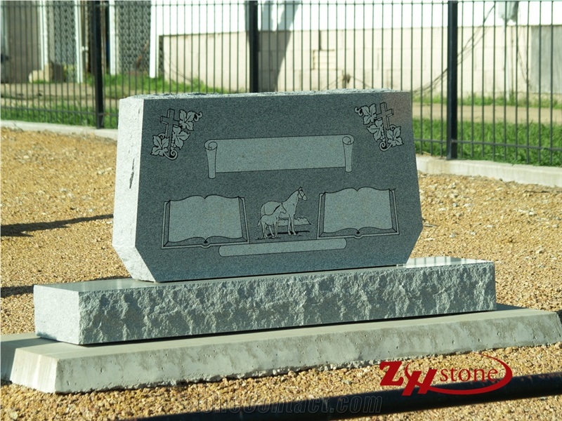 Cheap Price Good Quality Flat Top Double Design Sesame Gray/ Dark Gray/ G654/ Impala Black Granite Double Monuments/ Monument Design/ Western Style Tombstones/ Cemetery Tombstones/ Gravestone