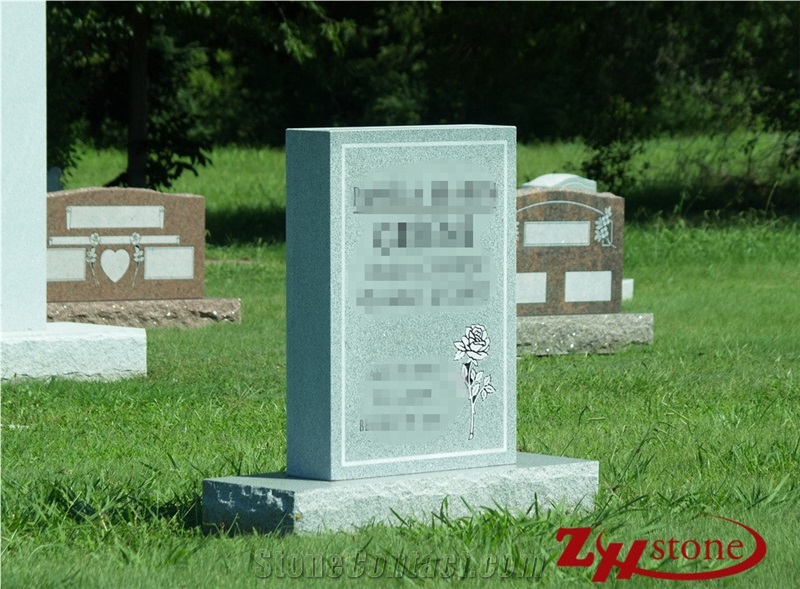Cheap Price Polished Straight Sesame White/ G603 Granite Tombstone Design/ Western Style Monuments/ Headstones/ Monument Design/ Upright Monuments