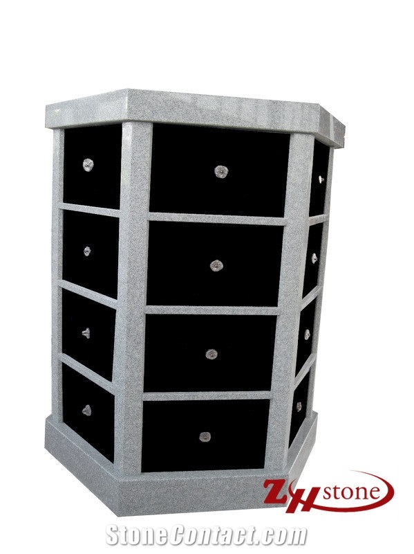 Good Quality 4 Crypts G603/ Sesame White/ Shanxi Black Granite Columbarium/ Cemetery Columbarium/ Cremation Columbarium