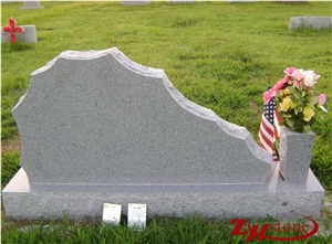 Good Quality Curved Edging with Single Side Vase Sesame White/ G603 Granite Tombstone Design/ Western Style Tombstones/ Single Monuments/ Upright Monuments/ Headstones