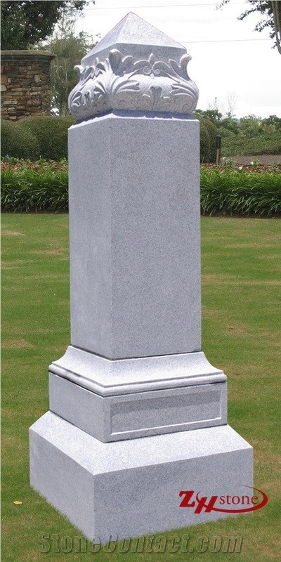 Good Quality Engraved Flowers Cross Upright Design Sesame White/ G603 Granite Tombstone Design/ Cross Tombstones/ Single Monuments/ Upright Monuments/ Engraved Headstones