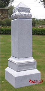 Good Quality Engraved Flowers Cross Upright Design Sesame White/ G603 Granite Tombstone Design/ Cross Tombstones/ Single Monuments/ Upright Monuments/ Engraved Headstones