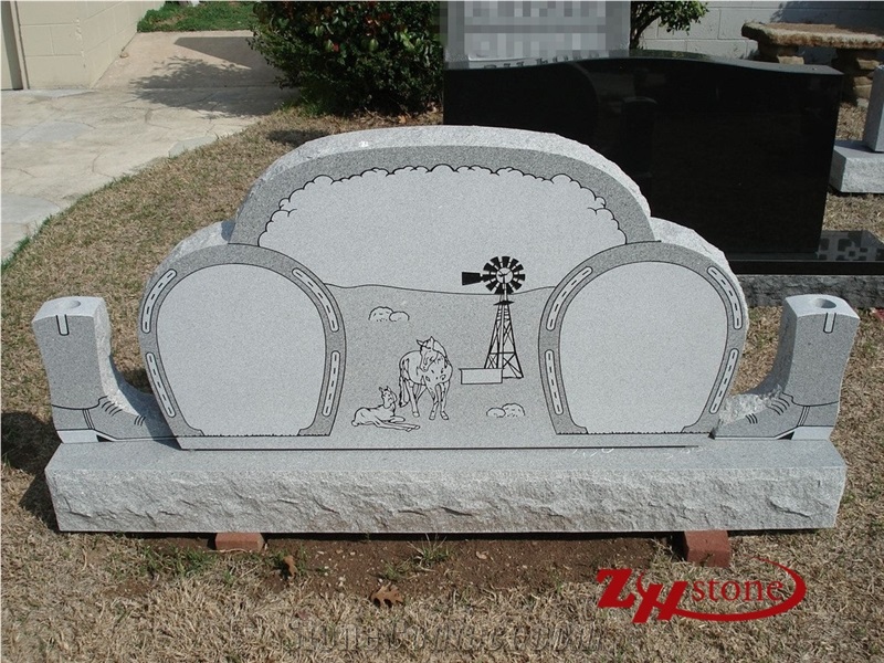 Good Quality Unique Design Curved Top with Cross Engraving Sunset Mahogany Granite Cross Tombstones/ Monument Design/ Western Style Monuments/ Cemetery Tombstones/ Gravestone