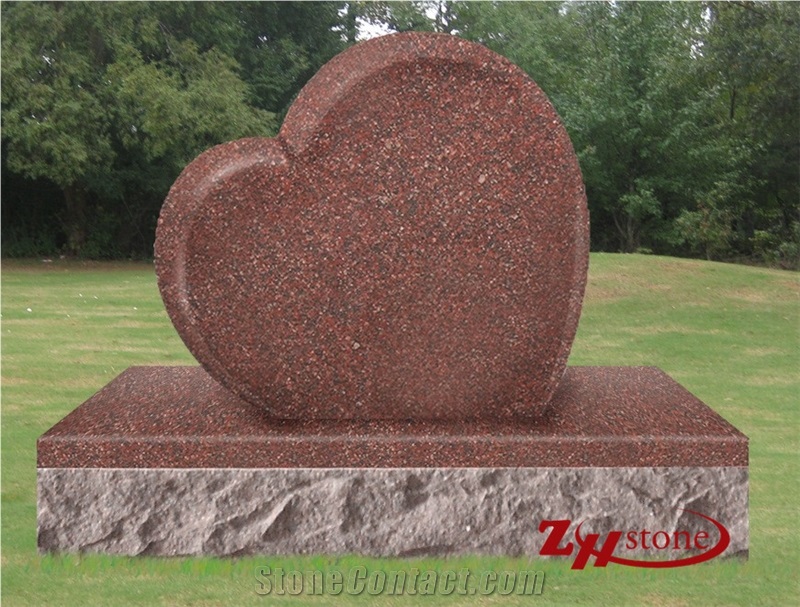 Good Quality Unique Design Curved Top with Cross Engraving Sunset Mahogany Granite Cross Tombstones/ Monument Design/ Western Style Monuments/ Cemetery Tombstones/ Gravestone