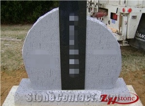 Own Factory Cheap Price Unique Design Sesame White and Shanxi Black Granite Tombstone Design/ Western Style Tombstones/ Single Monuments/ Upright Monuments/ Heastones