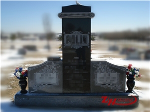 Own Factory Cheap Price Unique Design Sesame White and Shanxi Black Granite Tombstone Design/ Western Style Tombstones/ Single Monuments/ Upright Monuments/ Heastones