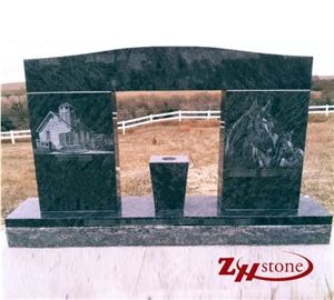 Own Factory Kid Usage Double Bears with Heart Sunset Red Granite Tombstone Design Western Style Tombstones/ Heart Tombstones/ Single Monuments/ Upright Monuments