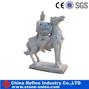 China White Granite Animal Sculpture, Grey Granite Soliers Sculpture & Statue