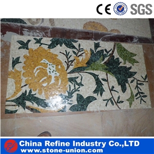 Decorative Stone Mosaic Inlay Medallion for Living Room,Polished Round Water Jet Medallions Inlay Flooring Tiles