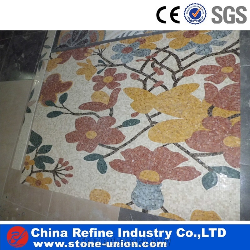 Decorative Stone Mosaic Inlay Medallion for Living Room,Polished Round Water Jet Medallions Inlay Flooring Tiles