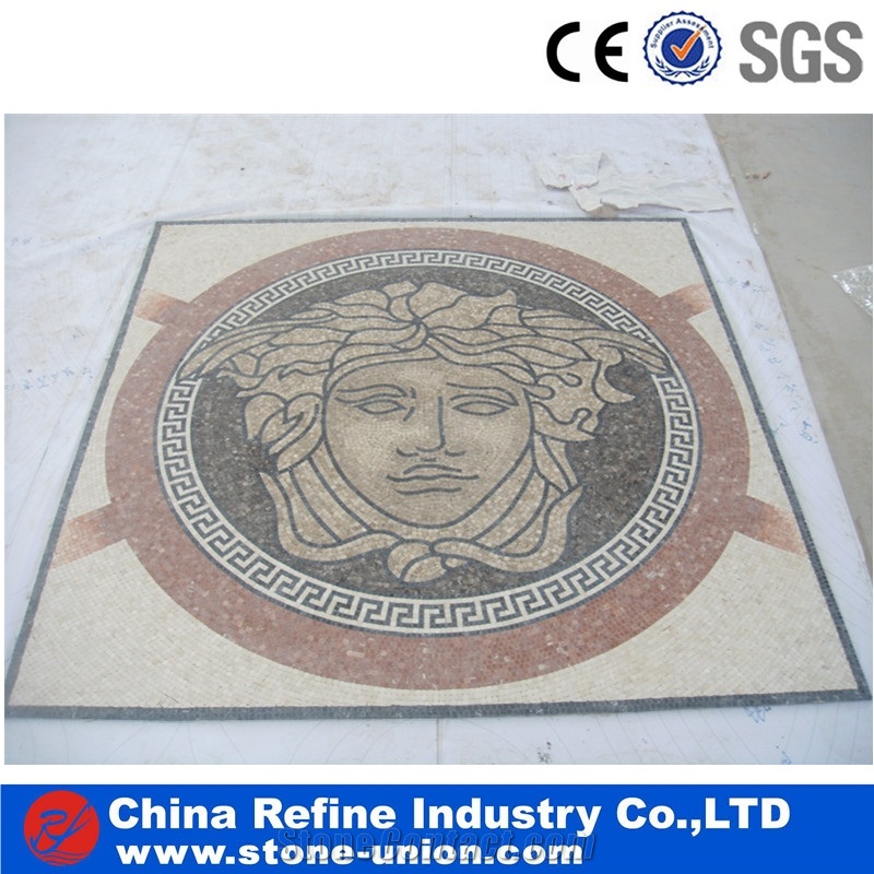 Decorative Stone Mosaic Inlay Medallion for Living Room,Polished Round Water Jet Medallions Inlay Flooring Tiles