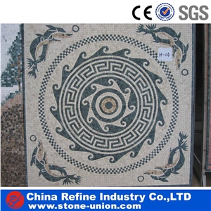 Decorative Stone Mosaic Inlay Medallion for Living Room,Polished Round Water Jet Medallions Inlay Flooring Tiles