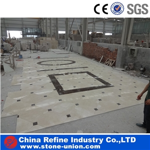 Engineered Waterjet Marble Mosaic Medallion Tile for Home Floor,Multi Color Marble Polished Inlay Flooring Tiles Pattern