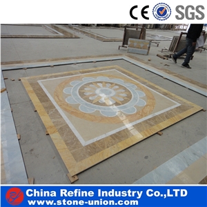 Engineered Waterjet Marble Mosaic Medallion Tile for Home Floor,Multi Color Marble Polished Inlay Flooring Tiles Pattern