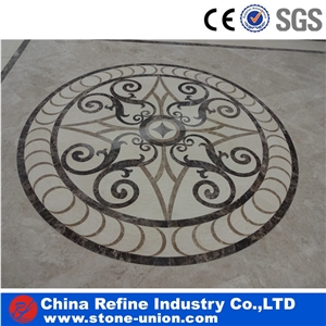 Engineered Waterjet Marble Mosaic Medallion Tile for Home Floor,Multi Color Marble Polished Inlay Flooring Tiles Pattern