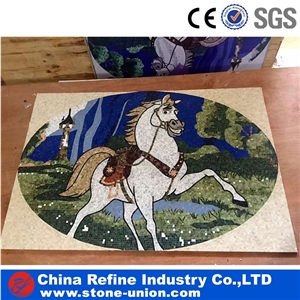Floor Square Medallion Marble Mosaic Materials,Round Water Jet Medallions Inlay Flooring Tiles, Customized White Bottom Marble Flooring Paving Tiles