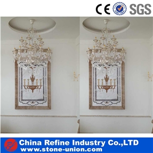 Flower Waterjet Marble Tiles Design Floor Pattern for Hotel Lobby,Round Water Jet Medallions Inlay Flooring Tiles