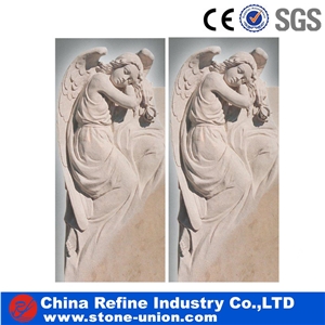 Garden Sitting Angel Statue from Factory , Marble Praying Angel Statue , Angel Statue Headstone