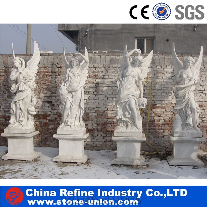 Marble Angel Statue with Wings, Garden Landscape Marble Sculpture, Western Human Statues