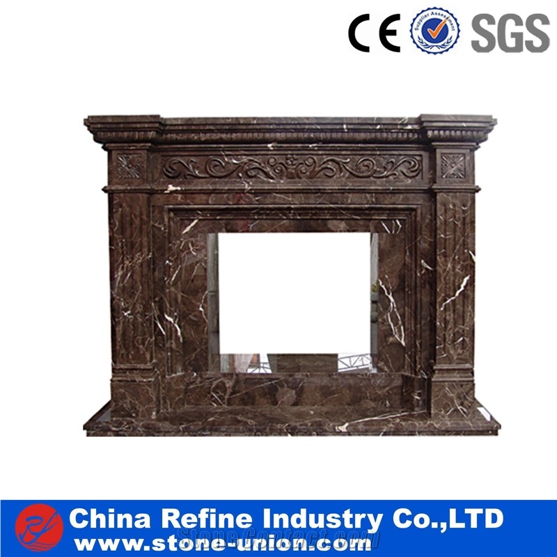 Marble Carved Indoor Fireplace Mantel, Marble Fireplace Surrounding, Fireplace Hearth