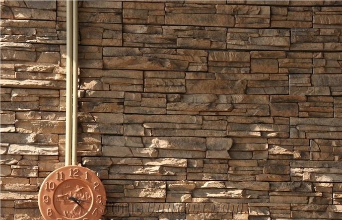 Mixed Color Slate Culture Stone , Brick Stacked Stone , Split Face Culture Stone