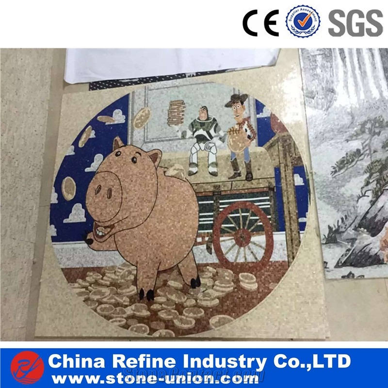 Modern House Home Decoration Marble Mosaic Pattern with Disney Designs,Round Medallions