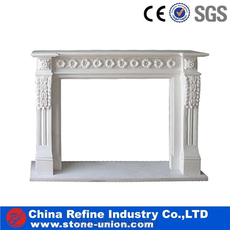 Natural White Marble Western Style Fireplace, Sculptured Fireplace,White Fireplace Mantel,Modern Fireplace Mantel,Stone Fireplace Mantel
