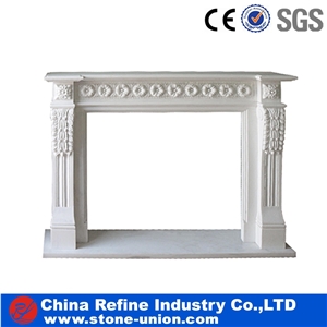 Natural White Marble Western Style Fireplace, Sculptured Fireplace,White Fireplace Mantel,Modern Fireplace Mantel,Stone Fireplace Mantel
