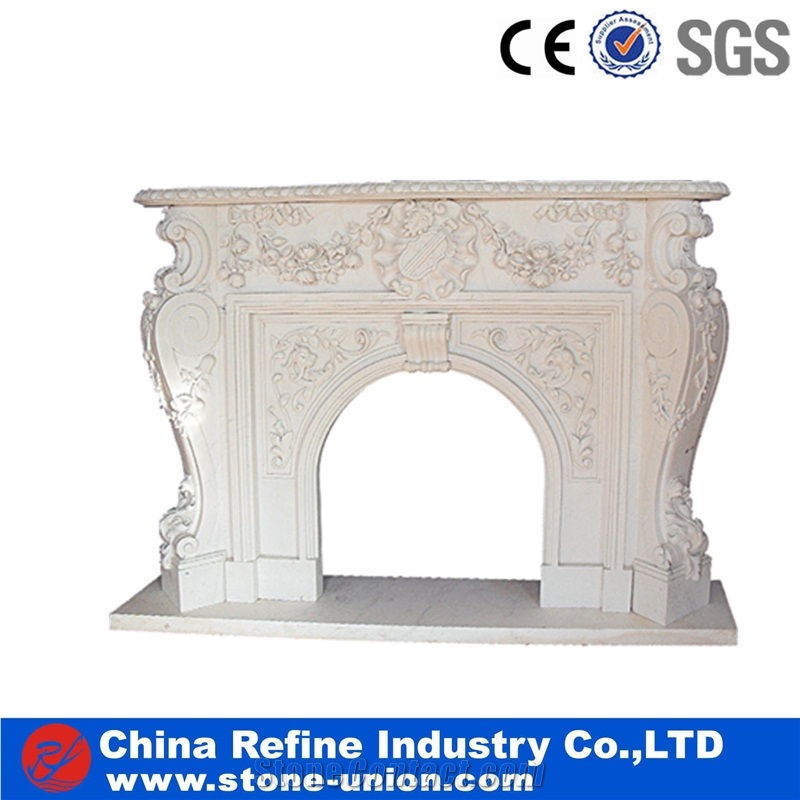Natural White Marble Western Style Fireplace, Sculptured Fireplace,White Fireplace Mantel,Modern Fireplace Mantel,Stone Fireplace Mantel