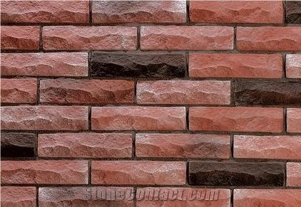 Red Cultured Stone Tiles, Red Culture Stone Exporter, Factory Direct Sale Stone Tiles, Mushroom Surface Wall Panel