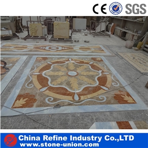 Royal House Interior Marble Mosaic Waterjet Medallion Floor Tiles,Multi Color Marble Polished Inlay Flooring Tiles Pattern