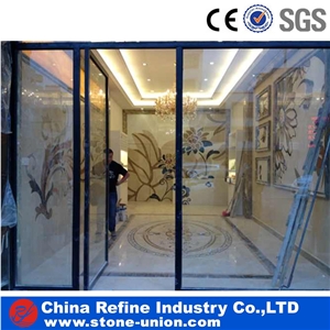 Square Customized Design Lobby Floor Marble Waterjet Medallion,Polished Water Jet Medallions Inlay Flooring Tiles