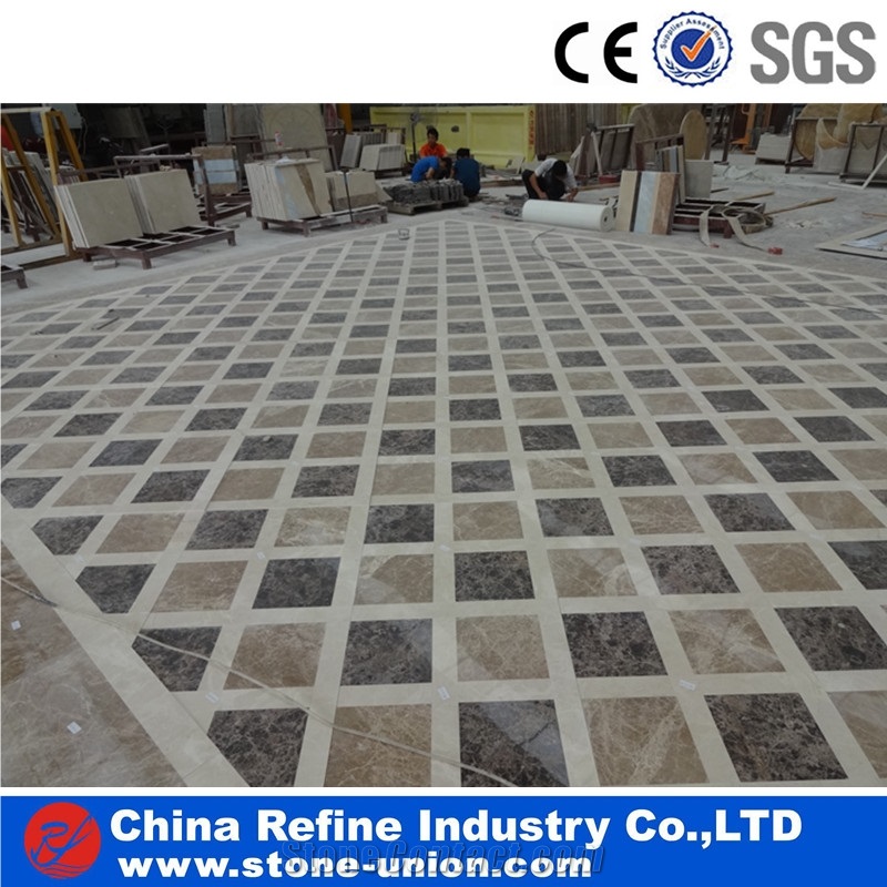 Square Customized Design Lobby Floor Marble Waterjet Medallion,Polished Water Jet Medallions Inlay Flooring Tiles