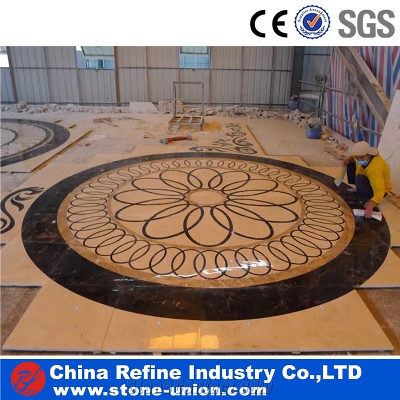 Waterjet Cut Inlay Marble Inlay Flooring Design,Carpet Medallion,Round Water Jet Medallions Inlay Flooring Tiles