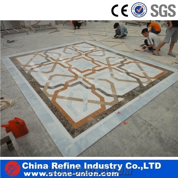 Waterjet Marble Carpet Medallions Pattern for Home Decoration,Polished Round Water Jet Medallions Inlay Flooring Tiles