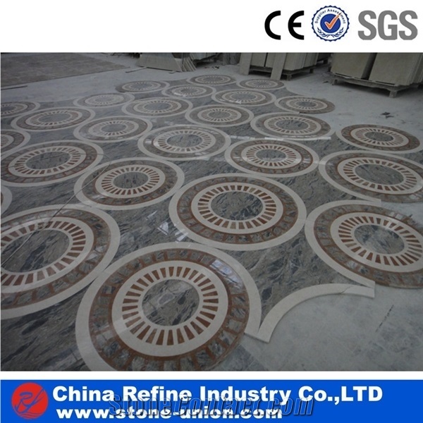 Waterjet Marble Carpet Medallions Pattern for Home Decoration,Polished Round Water Jet Medallions Inlay Flooring Tiles