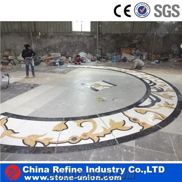 Waterjet Marble Carpet Medallions Pattern for Home Decoration,Polished Round Water Jet Medallions Inlay Flooring Tiles