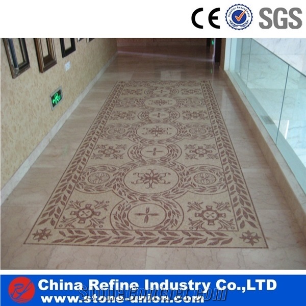 Waterjet Marble Carpet Medallions Pattern for Home Decoration,Polished Round Water Jet Medallions Inlay Flooring Tiles