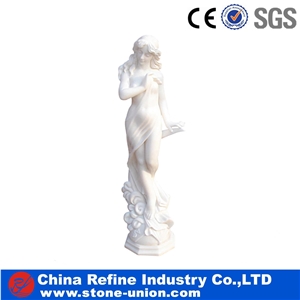 Woman Stone Sculptures,Western Figure Statue,Outdoor Garden White Marble Sculptures