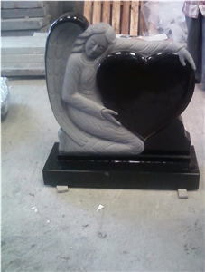 Granite Angel Tombstone, Black Granite Monument & Tombstone