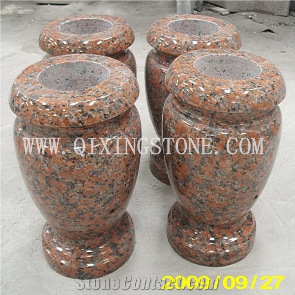 Granite Garden Stone Red Flower Vase