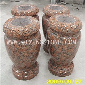 Granite Garden Stone Red Flower Vase