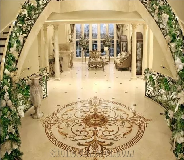 Marble Waterjet Medallions Floor Design Pictures / Marble Floor Design / Marble Medallions Art for Floor