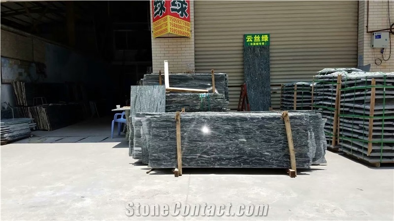 China Green Sea Wave Granite Slabs / Verde Ocean Green Granite Tiles for Building Walling Cladding