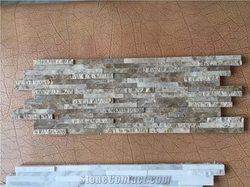 Light Emperador Marble Linear Strips Mosaic Tile for Back Splash