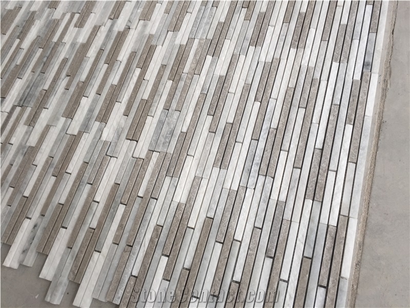 Light Emperador Marble Linear Strips Mosaic Tile for Back Splash